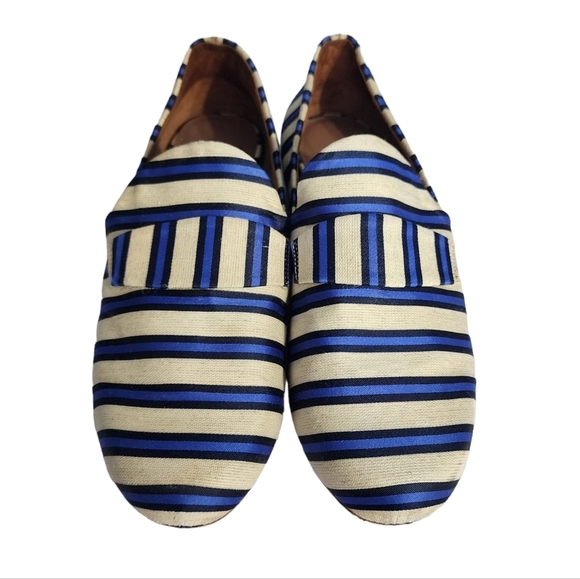 Tabitha Simmons Striped Flats Fabric Loafers 39 - Picture 2 of 7